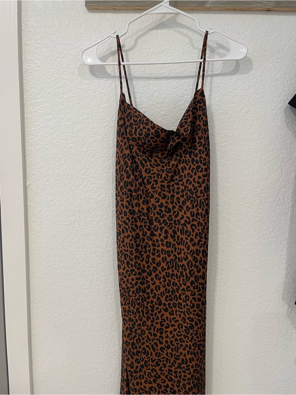 Good American Brown and Black Leopard Midi Slip Dress